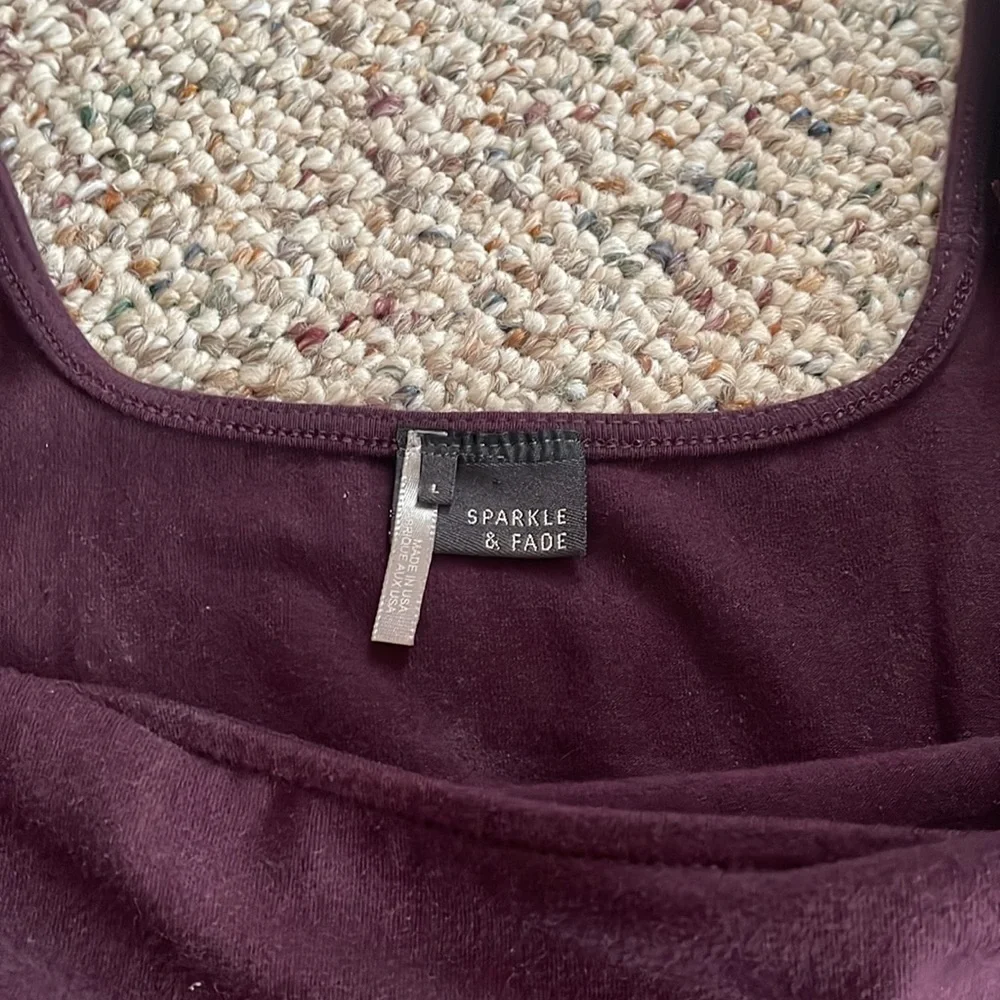 Sparkle & Fade Deep Purple Plum Beaded Stretchy Top. Small